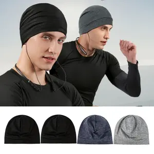 4Pcs Beanies for Men Women Helmet Liner Lightweight Sleeping Cap for Chemo Hair Loss Solid Color Hat Black Hat