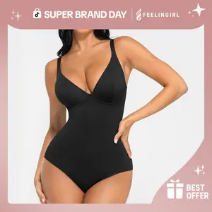 FeelinGirl Shapewear Bodysuits for Women Tummy Control Body Suits Deep V Neck Corset Tops Panty  Womenswear Nylon Soft Fashion Comfortable Deals For You Days #Summervibes