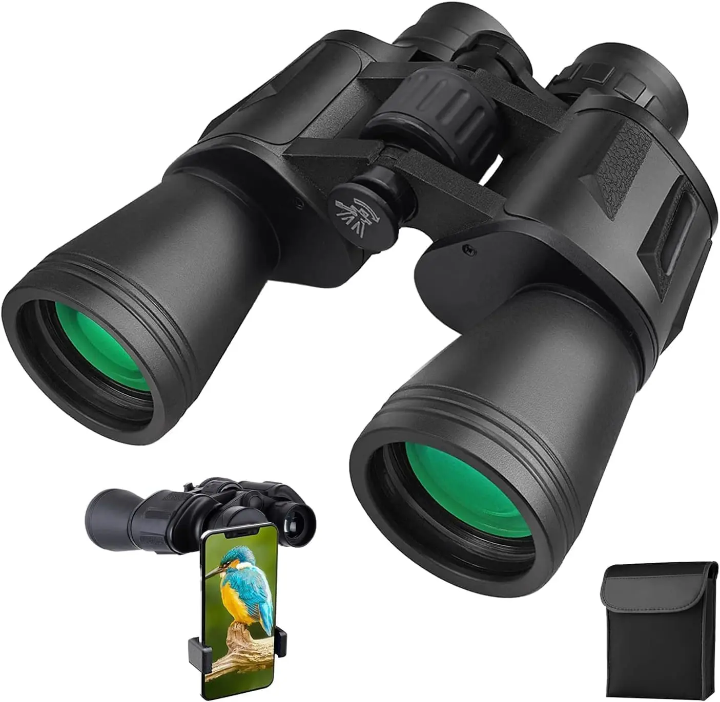 20x50 High Powered Unisex Binoculars - 3 Years Durability, Waterproof Rubber-Armored Body, HD Low Light Vision, Easy to Focus Manual Focus High Definition Binoculars for Bird Watching, Adults, Outdoor Adventure, Permanently Waterproof And Dustproof, Phone
