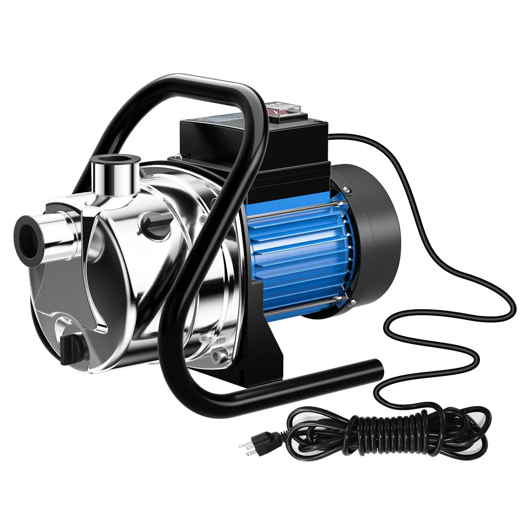 1 HP 1500 GPH Stainless Steel Electric Portable Water Pump with Booster Technology, On/Off Switch, for Water Wells, Lawn Maintenance, Farm Irrigation