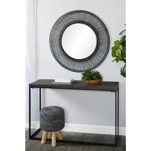 Abstract Black Metal Wire Mesh Room Wall Mirror