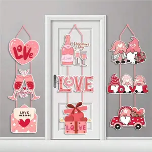 9pcs Cute Welcome Love Door Decorations, Valentine's Day Hanging Signs, Heart Dwarf Wall Hangings for Party Home Indoor Outdoor Decoration
