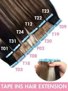20pcs Tape In Hair Extensions Human Hair 14-22 Inch Seamless Double Sided Tape Ins Hair Extension Invisible Tape In Hair Extensions Straight Human Hair for Party Daily Real Hair Extensions