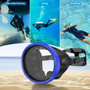 PC Frame Snorkel Mask with Tempered Glass Lens, Anti-Fog Swimming Goggles with Dry Top Snorkel for Adults, Panoramic View for Scuba Diving, Goggles For Swimming