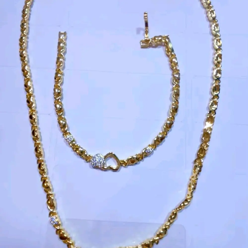 set de cadena con pulcera de corazon con sirconia
