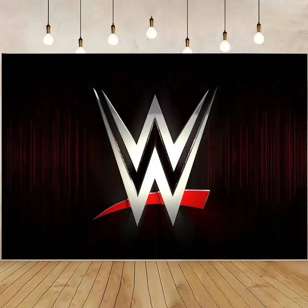 Ring Fighter Theme WWE Wrestling Star Art Print Photo Booth Backdrop, Backdrop Fabric Home Party Decoration Supplies, Indoor-Outdoor Studio Photography Curtain, Home Party Decorations, Lightweight