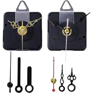 2-Pack Silent Clock Movement Kit with 4 Pairs of Short Hands,DIY Repair & Replacement , Total Shaft Length 7/8 in