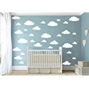 31pcs Big Clouds Vinyl Wall Decals DIY Wall Sticker Removable Wall Art Decor 4-10 inch for Living Room Nursery Kids Room Decorative Set Ornaments