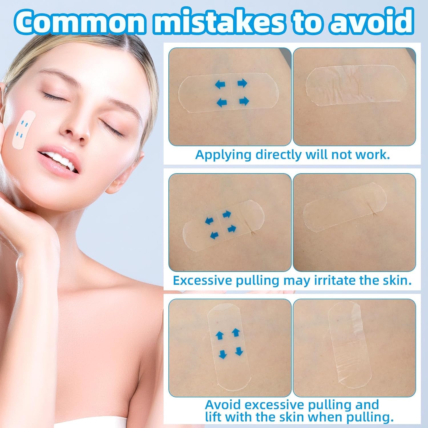 160pcs Face Bande Lifting Tape, Invisible Neck Lift Patches Firming Neck and Facial Contour Facelift Tape Waterproof Adhesive Tightening Strips Visage for Double Chin, Jowls, Eyes & Sagging Skin