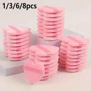 1/3/6/8pcs Heart-Shaped Makeup Sponge Set, Reusable Multi-Functional Beauty Tool, Ideal for Foundation, Concealer, Bb Cream, Sunscreen, Blush, Travel & Home Use, Beauty Sponges