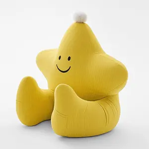 Reading pillows for sitting in bed, corduroy back pillow for sitting up in bed, cute star-shaped backrest support cushion for sitting up on couch, sofa, and floor — Yellow