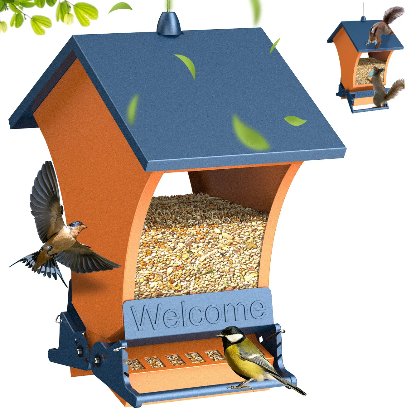 Squirrel-Proof Bird Feeder Wildpark petlovers – Bright Orange, Backyard Feeder for Cardinals & Chickadees, Durable & Easy to Hang, Perfect Spring Gift for Nature Lovers