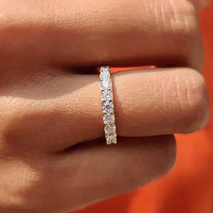 Maxine Eternity Round Cut Wedding Ring,5A Cubic Zirconia Bridal Ring,Women's Ring Jewelry,Wedding Band for Daily,Travel,Proposal,Birthday,Anniversary