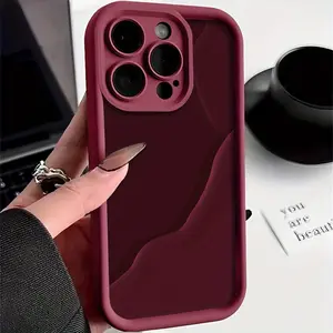 A Minimalist Red Textured  Advanced fashion gift Case for iPhone 16 15 14 Pro Max 16E 13 12 11 XR XS Plus Shockproof Non Slip Military-Grade Protection Silicone Cover