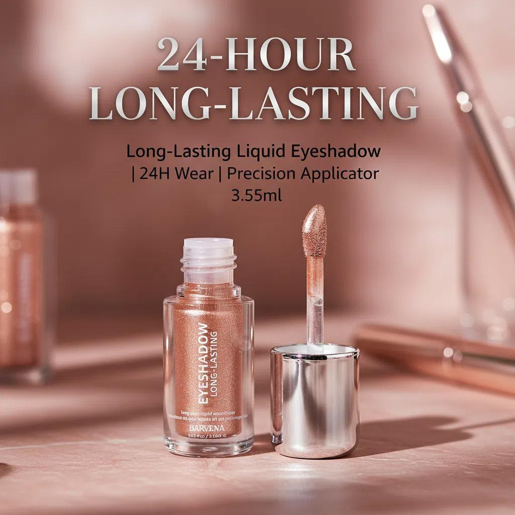 Eyeshadow BARVENA, a buildable, long-lasting, crease-proof liquid eyeshadow glitter shimmer