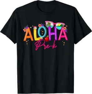 Groovy Aloha Pre-K Teacher Summer Vacation Beach Hawaiian T-Shirt