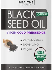 USDA Organic Black Cumin Seed Oil Liquid (8 fl oz) Premium Cold-Pressed Nigella Sativa Producing Pure - Antioxidant Supplement - Vegan, Gluten-Free, & Non-GMO (No Pills or Capsules