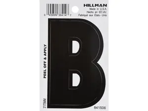 Hillman Group 841506 3 in. Black Glossy Vinyl Die-Cut Adhesive Letter - B pack of 6