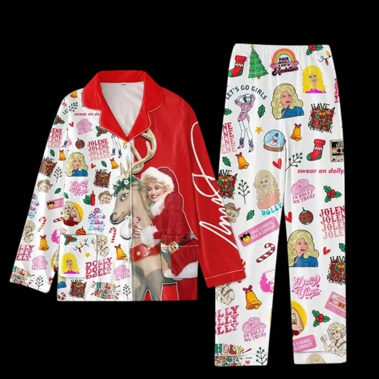 Dolly Parton Be More Like Dolly Christmas Pajamas Set
