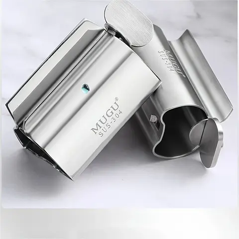 Multifunctional Space-Saving 304 Stainless Steel Clip-Type Toothpaste Dispenser - Bathroom Accessory with Toothbrush Storage, UV Sanitizer, Hot Air Dryer, Facial Cleanser Tube Squeezer, Tartar Remover, Waterproof Design for Family Use