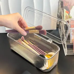 Abs Material Stationery Storage Box, Desk Accessories, Stationery Organizer, Can Hold Pencils, Pens, Erasers, Scissors, Makeup Brushes, Transparent Lid, Waterproof Dustproof