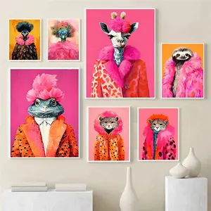 Quirky Vibrant Animal Art Poster - Stylish Easy-to-Hang Wall Decor for Lively Rooms