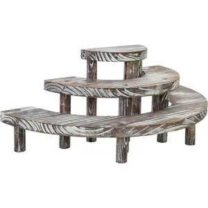 3 Tier Rustic Dessert Stand, Torched  Semicircle Cupcake Display Risers