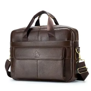 Men's Adjustable Genuine Leather Briefcase Hand Shoulder Bag Father's Day Gift