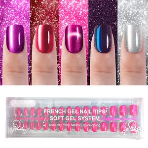 Jsiallye 150Pcs Cat Eye Press on Nails Short Square，Soft Gel Fake Nails, Glossy Glitter Cat Eye Nail Tips for Women and Girls Stick On Nails in 12 colour