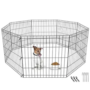 SUPERDEAL 24'' Foldable Metal Exercised Dog Pet Playpen Fence Barrier - 8 Panels SUPERDEAL 24'' Foldable Metal Exercised Dog Pet Playpen Fence Barrier - 8 Panels