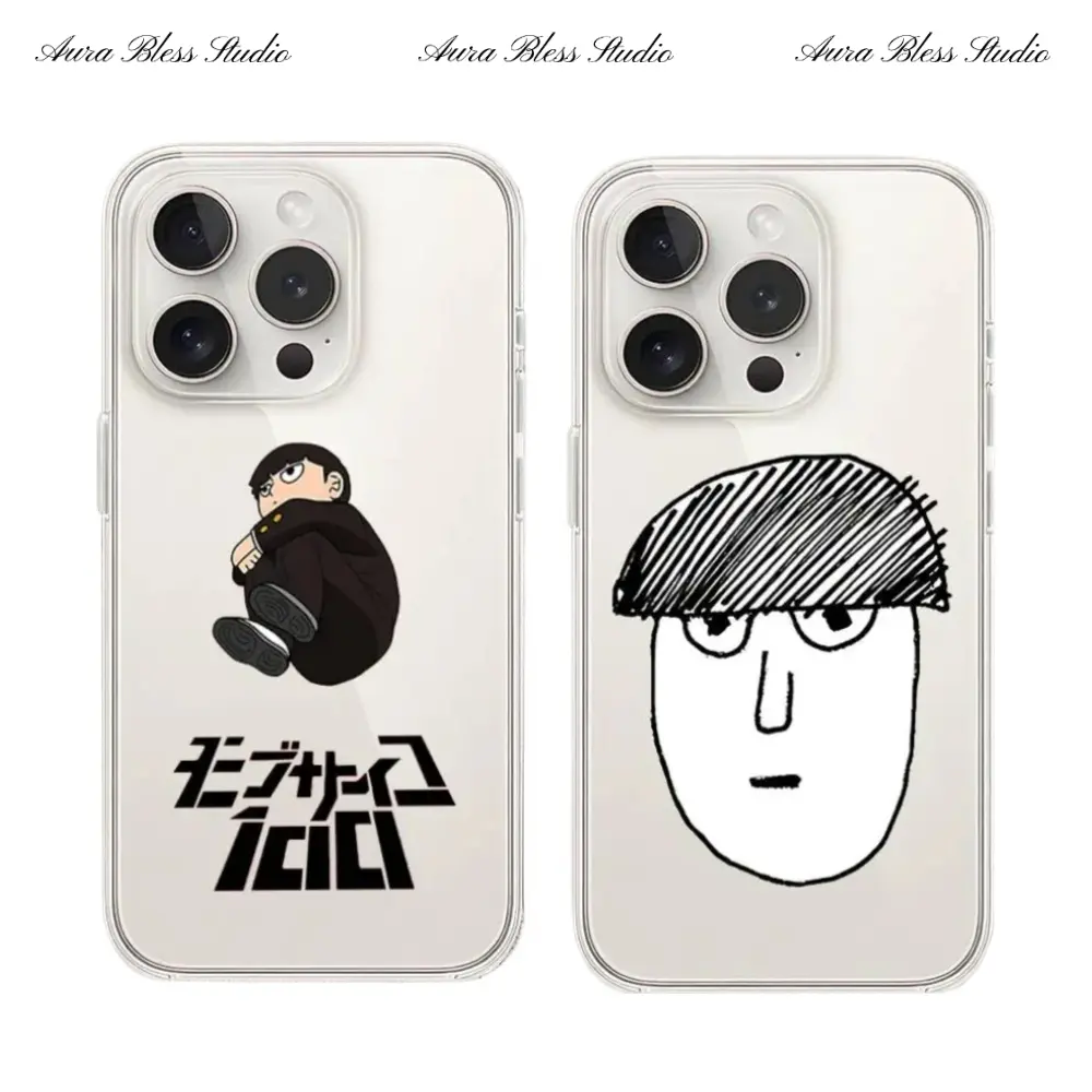 Anime Mob Psycho 100 Phone Cases For iPhone 17 Promax Air 16 15 14 Pro Max Plus 13 12 11 Transparent Soft TPU Shockproof Protective Cover Gifts For Birthday Valentine Christmas Halloween