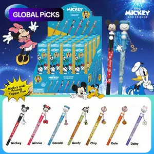 Disney Officially Licensed Mickey Blind Box Writing Pens, 7 Character Random Mystery Box, Cute 3D Topper Spinning Stationery, Halloween Christmas New Year Festival Winnter Gift