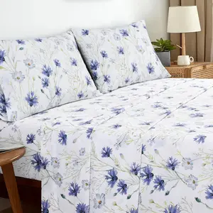 Orbby T-144 Lavender Purple 100% Cotton Percale Sheet Set – Ultra Soft Cooling Breathable Bedding, Deep Pocket Fit, Luxury 4PC Bed Sheet Set, Aesthetic Bedroom Essential