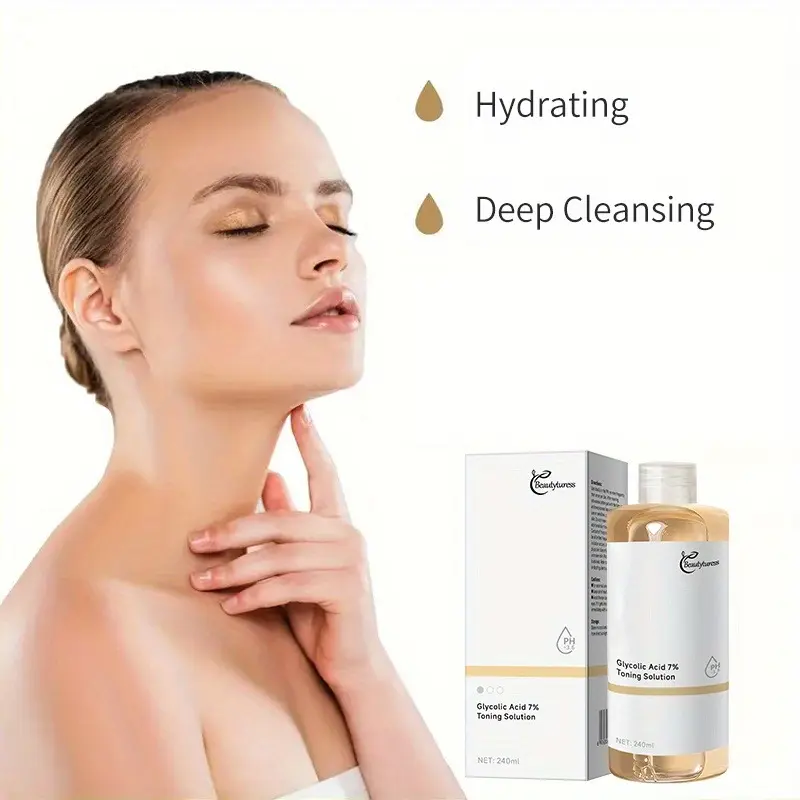 Korean Glycolic Acid Toner 7% | Glass-Skin Look | Glowy Dewy Finish | Collagen + HA + Niacinamide | 240ML Hydrating Facial Astringent Skin Repair
