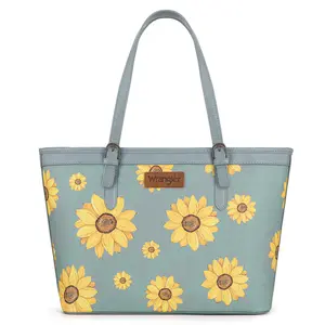 Wrangler Sunflower Print Aesthetic Sun-kissed Tote Bag for Women Sturdy Roomy Casual Gift for Mother Teacher Friend