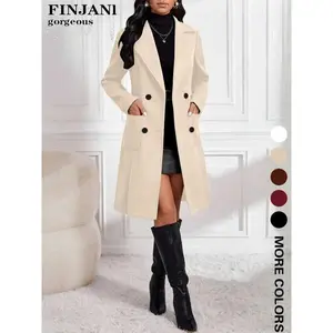 Women's Fall & Winter Casual Woolen Coat Jacket, Loose-Fitting Plain Design, Perfect for Daily Wear, Stylish Outerwear