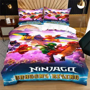 "Ninjago Dragons Rising"Themed Duvet Cover Set,Suitable for Bedroom Bedding Decoration for Boys,Teenagers and Adults,The Perfect Gift for Family and Friends,Including 1 Duvet Cover and 1 Or 2 Pillowcases (Excluding Quilt and Pillow Inserts)