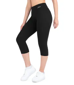 CottoNIR High Waist Capri Leggings for Women - 92% Cotton 8% Elastane - 3/4 Length - Soft Stretchy Breathable - S to 3XL - Perfect for Yoga Workouts Daily Errands