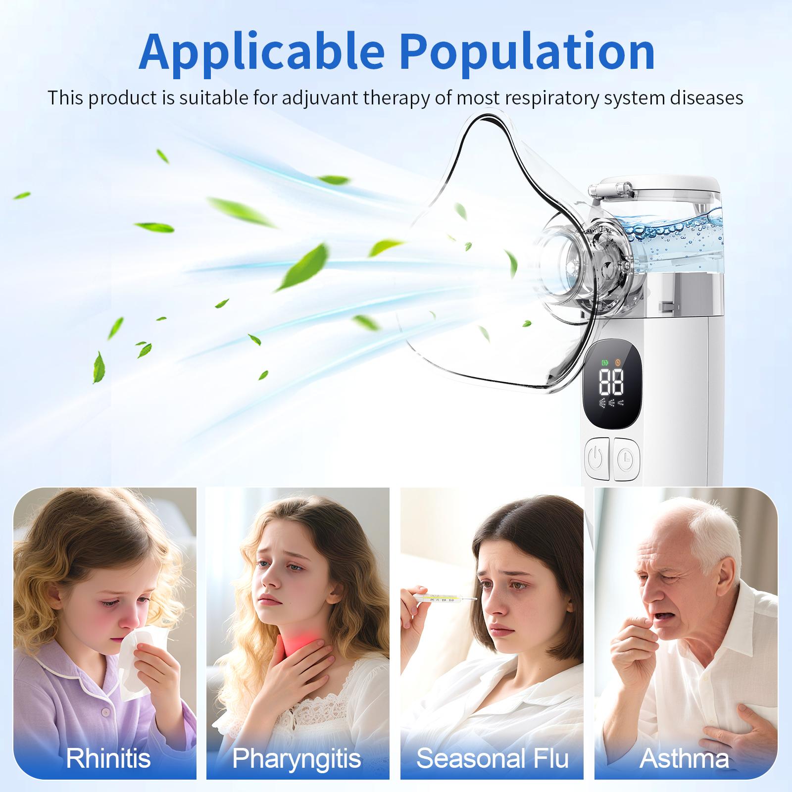 Nebulizer - Adult Portable Nebulizer, Children's Asthma Nebulizer, Rechargeable Handheld Mesh Nebulizer, Suitable for Travel And Home Use, Relieves Respiratory Problems, Portable Nebulizer, Home Nebulizer, Compact, Lightweight Nebulizer