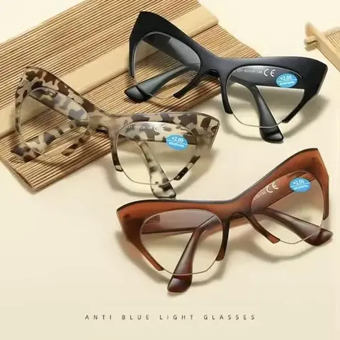 Half Frame Cat-eye Personality Flat Glasses Computer Blue Light Filter Gaming Glasses Women Anti Blue Light Blocking Glasses