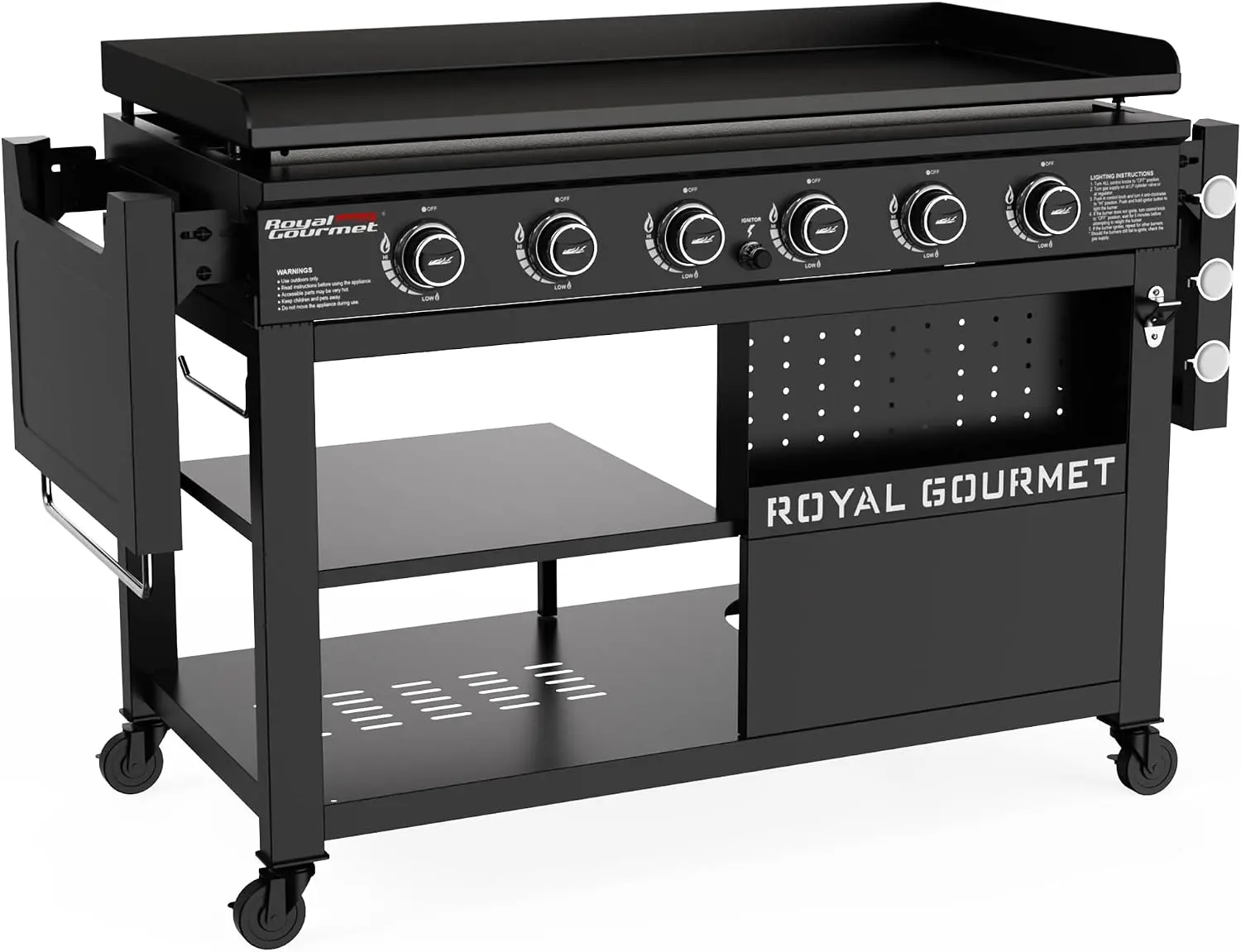 Royal Gourmet GB6000 6 Burner Propane Gas Griddle with Folding Side Tables