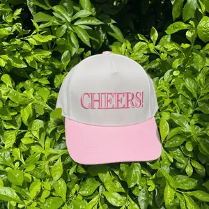 CHEERS! Trucker Hat - Unisex Everyday Baseball Cap, Pink, Snapback, Embroidered Hat