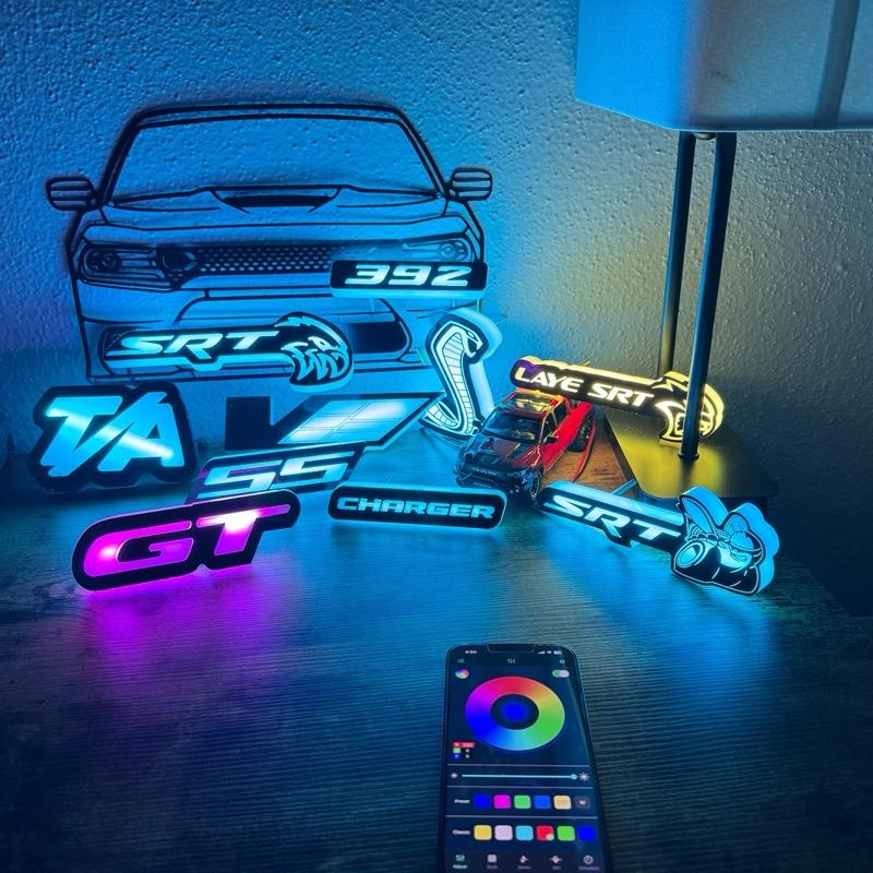 SRT bee, 392, GT, T/A, V ,SS , Charger, Cobra , SRT BEE SCAT PACK LED Grill Emblem Decoration RGB for Charger, Challenger, Grand Cherokee and Durango - Multi Color