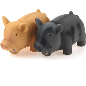 2 Pack 6.5" Medium Pig   for Dogs Latex Rubber Cube Squeeze Grunting Sound Interactive Play