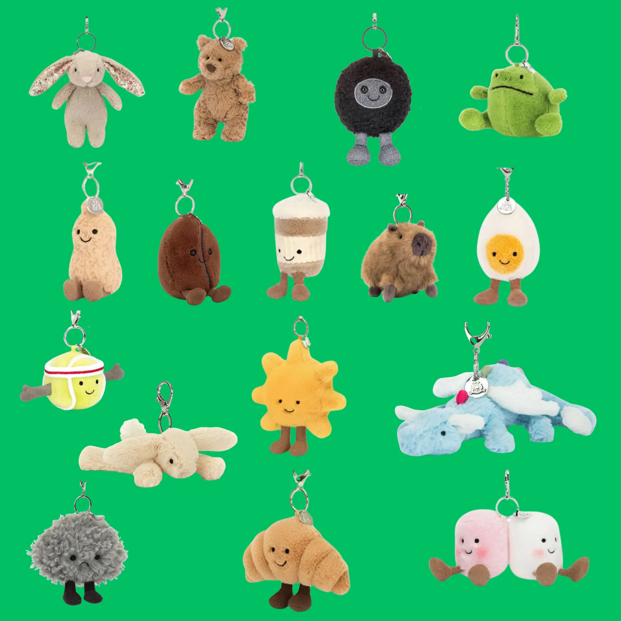 Jellycat Bag Charm Collection - 2026 Trending Mini Plush Keychain, Soft Cuddly Toy Charm, Ideal for Daily Use, Gift Giving & Collecting Cute Accessories