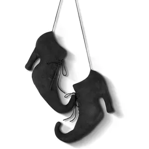 12 Inch Large Halloween Witch Shoes Hanging Decoration 3D Primitive Vintage Retro Witch Boot Ornaments for Halloween Wall Door Mantel Indoor Outdoor Farmhouse Decoration