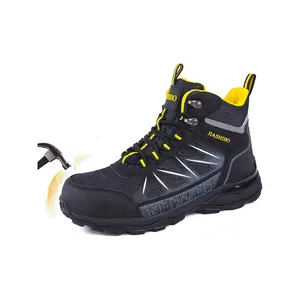 Steel Toe Work Boots for Women - Insulated Work Boots Steel Toe Sneakers Comfortable Construction Boot Lightweight Work & Safety Toe Shoes Gifts for Construction Workers for Work Construction Footwear Girl Walking Shoes Mesh Leather Onyx