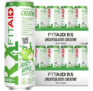 FITAID RX Zero Sugar CREATINE Clean Workout Recovery Drink, Juicy Apple, BCAAs, Glucosamine, Turmeric, Electrolytes, No Sucralose