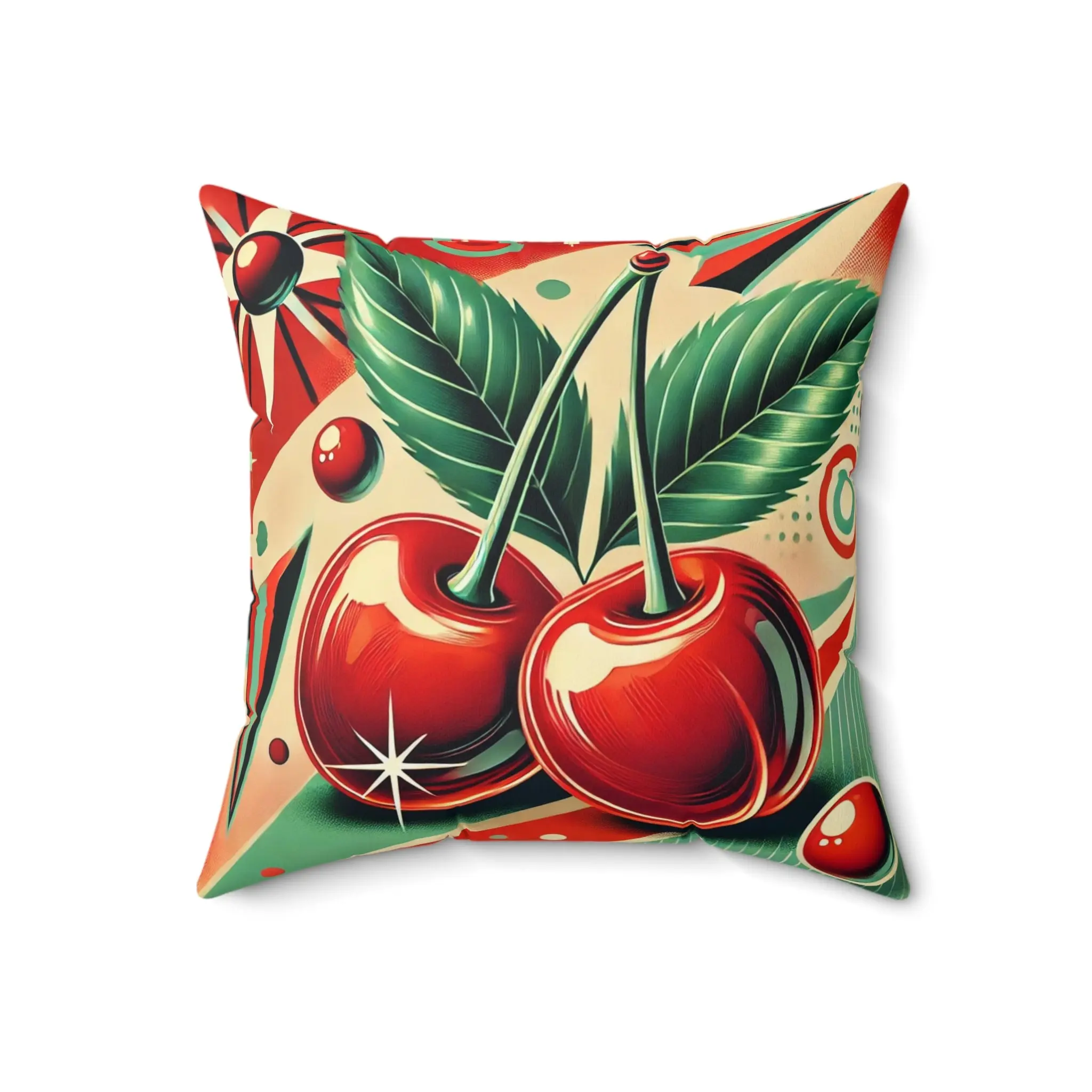 Retro Cherry Decor Pillow | Vintage Cherry Print, Throw Pillow, Home Decor, Gift for Her, Kitchen Accent