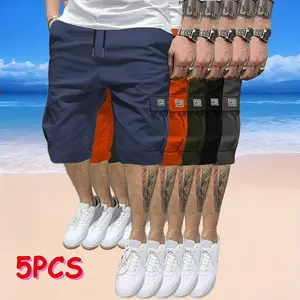 Men’s 5-Pack Cargo Shorts, Summer Trendy Casual Shorts, Multi-Pocket Design, Durable Fabric, Anti-Pilling, Wear-Resistant, Tear-Resistant, Comfortable and Breathable, Stylish and Versatile, Suitable for Outdoor Leisure Beige